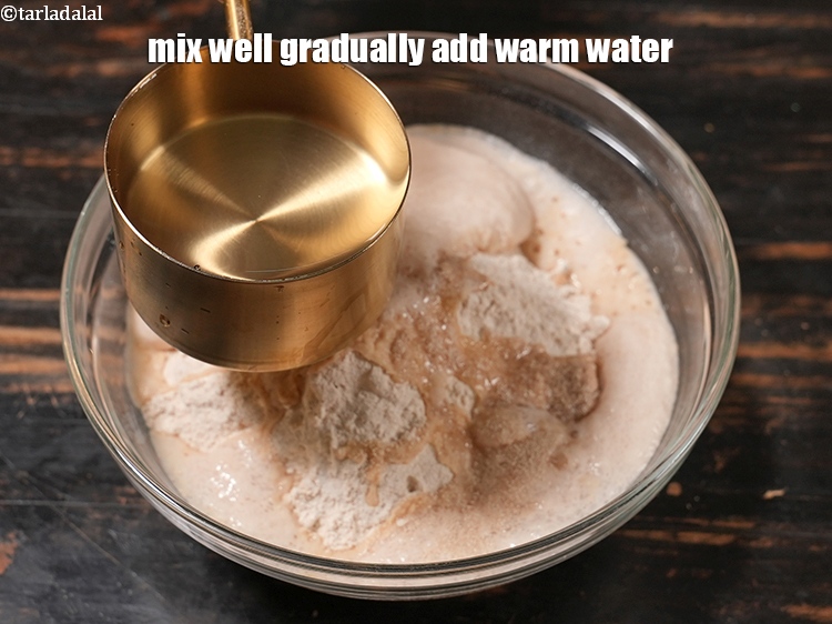 Step 15 – Mix well gradually add warm water.