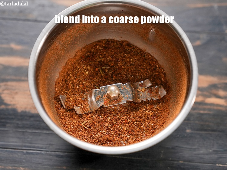 Step 12 – Remove, cool and blend into a coarse powder. Keep aside.