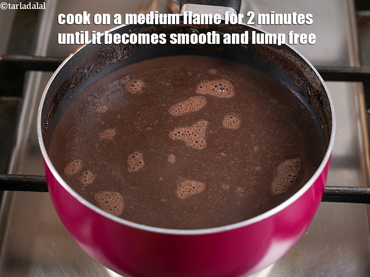 Step 11 – Cook on a medium flame for 2 minutes until it becomes smooth and lump free.
