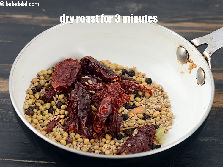 Step 12 – Dry roast on a medium flame for 3 minutes.