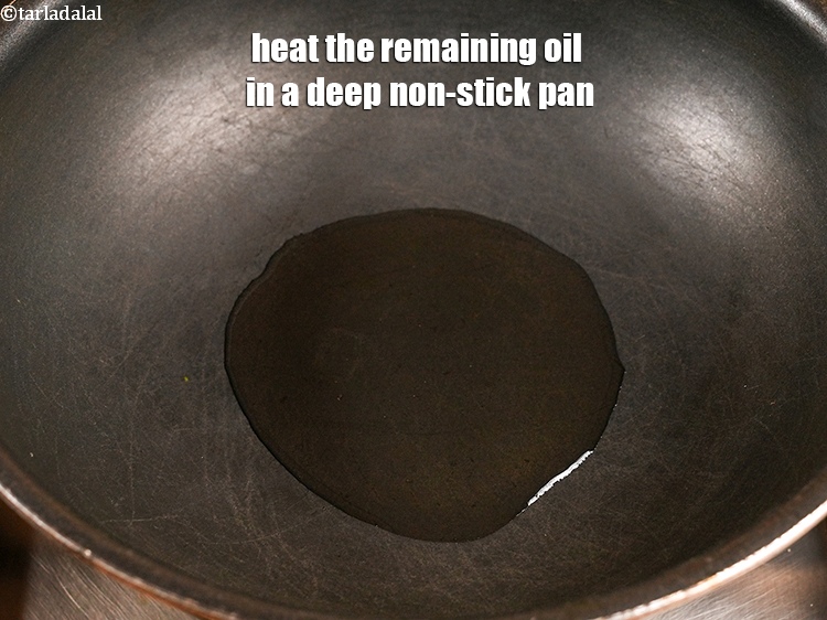 Step 11 – Heat the remaining 2 tbsp <a href="https://www.tarladalal.com/glossary-oil-671i">oil</a> in a deep non-stick pan.