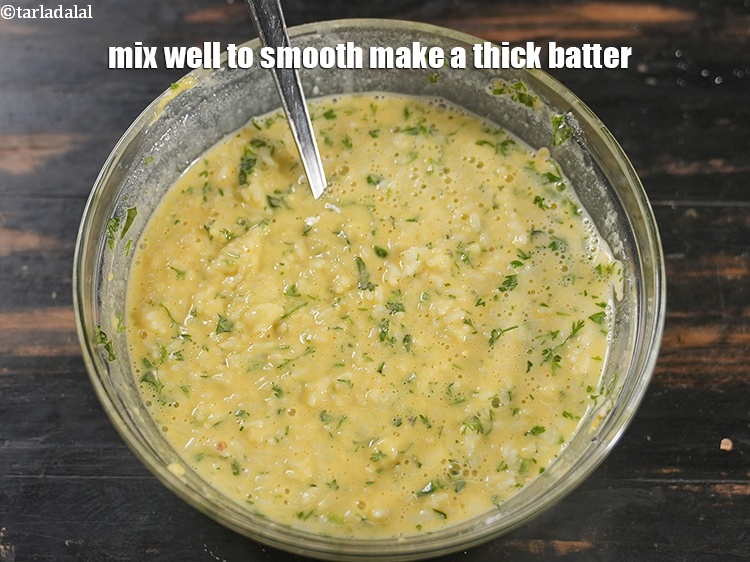 Step 11 – Mix well to smooth make a thick batter.