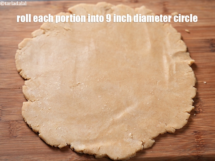 Step 11 – Roll each portion into 9 inch diameter circle.