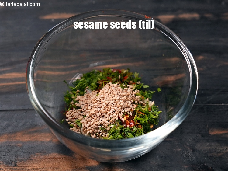 Step 11 – Add 1/2 tbsp&nbsp;<a href="https://www.tarladalal.com/glossary-sesame-seeds-til-gingelly-seeds-612i">sesame seeds (til)</a>.