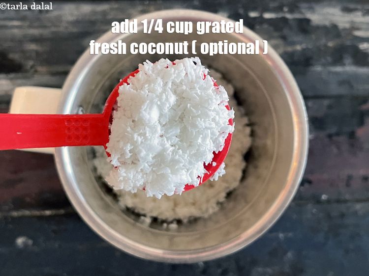 Step 11 – Add 1/4 cup fresh grated coconut to the batter (optional).&nbsp;