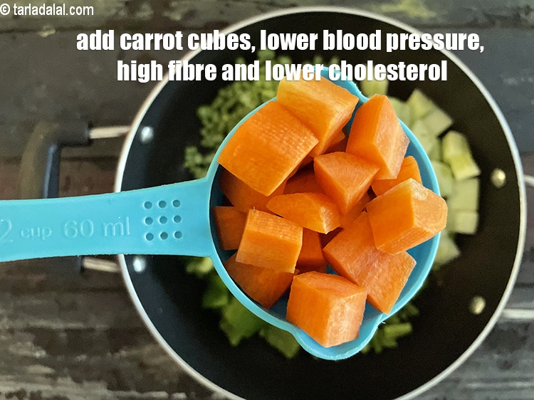 Step 21 – Add&nbsp;<meta charset="UTF-8" />1/2 cup&nbsp;<a href="glossary-carrot-cubes-730i">carrot cubes</a>.&nbsp;Carrot is great for the eyes. They&nbsp;<a href="https://www.tarladalal.com/recipes-for-Home-Remedies-to-relieve-Constipation-592">relieve constipation</a>,<a href="https://www.tarladalal.com/recipes-for-High-Blood-Pressure-644">&nbsp;lower …