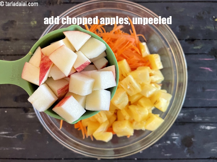 Step 11 – Add 1/2 cup chopped apples.