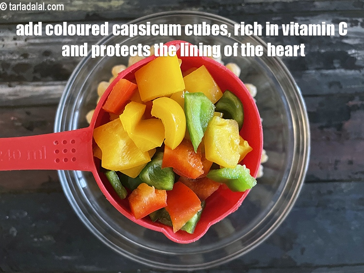 Step 18 – Add&nbsp;1 cup coloured chopped capsicum.&nbsp;Rich in&nbsp;<a href="https://www.tarladalal.com/recipes-for-Vitamin-C-Rich-Indian-Recipes-804">vitamin C</a>,&nbsp;<a href="https://www.tarladalal.com/recipes-using-capsicum-163">capsicum</a>&nbsp;protect and maintain the lining of the …