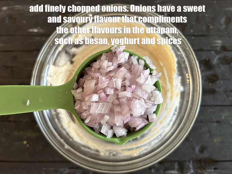 Step 11 – Add&nbsp;<meta charset="UTF-8" />3/4 cup&nbsp;finely&nbsp;<a href="glossary-chopped-onions-722i">chopped onions</a>.&nbsp;Onions have a sweet and savory flavor that complements the …