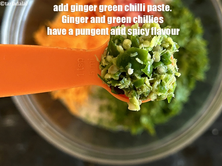 Step 27 – Add<strong>&nbsp;2 tsp</strong>&nbsp;<a href="glossary-ginger-green-chilli-paste-adrak-mirch-ki-paste-adrak-mirchi-paste-139i">ginger-green chilli paste</a>.&nbsp;Ginger and green chilies have a pungent and spicy flavor that …