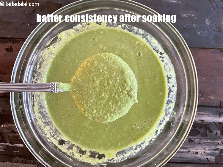 Step 18 – See batter consistency&nbsp;after soaking.&nbsp;