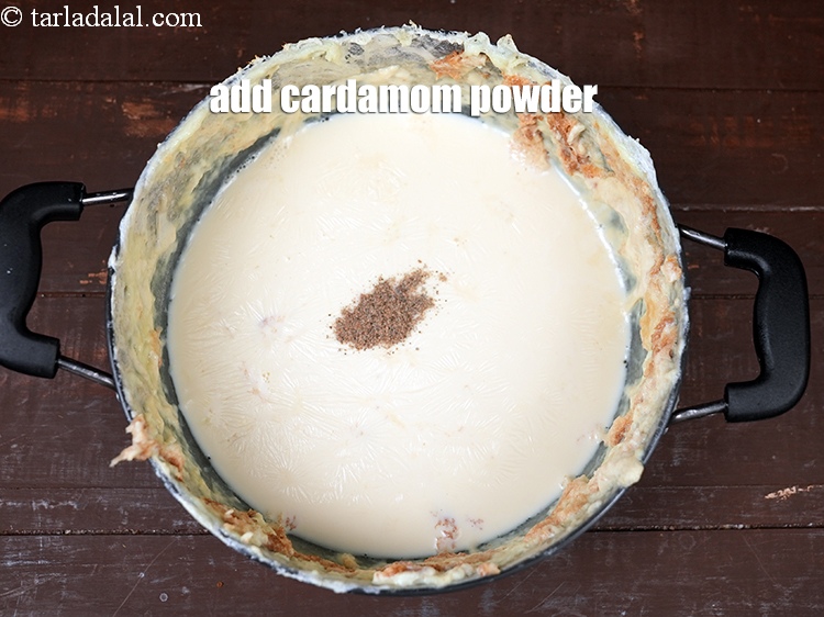 Step 11 – Add &frac14; tsp <a href="https://www.tarladalal.com/glossary-cardamom-powder-elaichi-powder-265i">cardamom (elaichi) powder</a>.