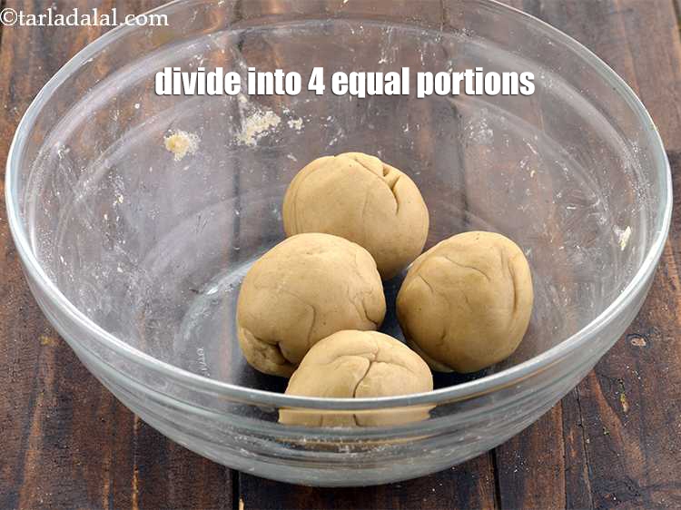 Step 16 – Divide the dough into 4 equal portions.