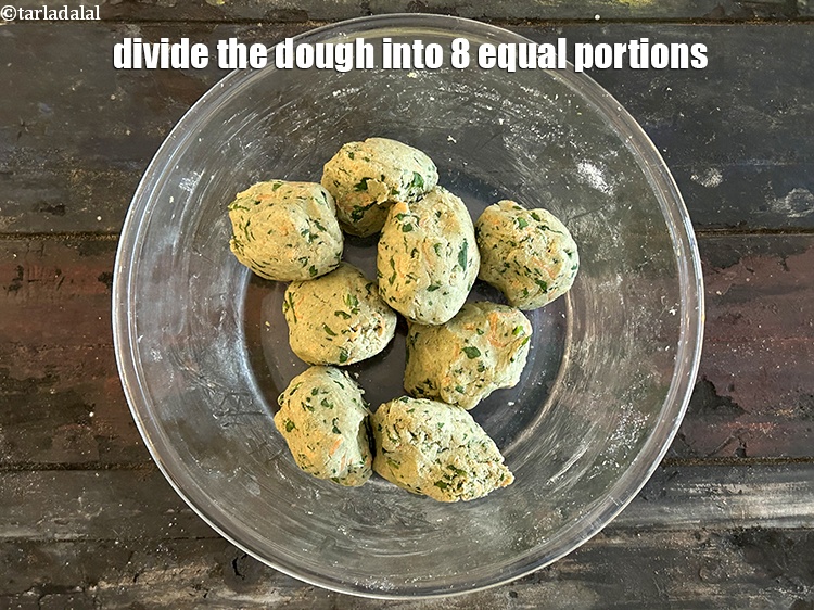 Step 12 – Divide the dough into 8 equal portions.