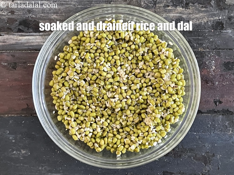 Step 12 – Soaked and drained dal and rice.