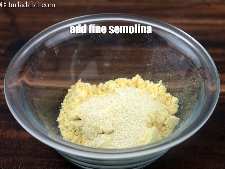 Step 14 – Add &frac12; tbsp fine <a href="https://www.tarladalal.com/glossary-semolina-sooji-rava-rawa-603i">semolina (rava / sooji)</a>.