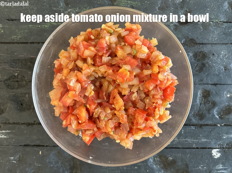 Step 19 – Keep aside tomato onion mixture in a bowl.