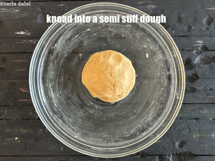 Step 12 – Knead into a&nbsp;semi-stiff dough.