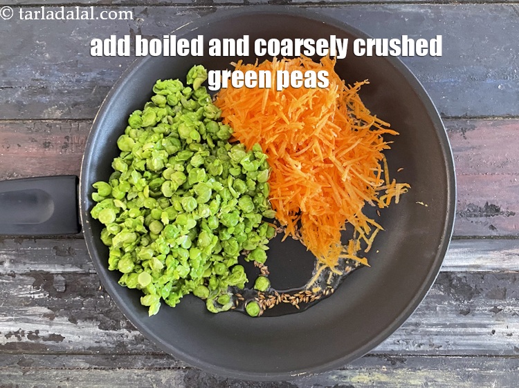 Step 13 – Add 1&nbsp;cup&nbsp;<a href="glossary-boiled-and-crushed-green-peas-2211i">boiled and coarsely crushed green peas</a>.