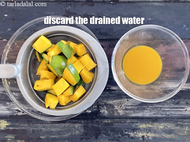 Step 19 – Discard the mango water.