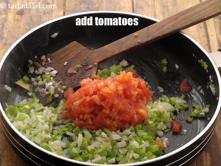 Step 10 – Add tomatoes. We have blanched the tomatoes, peeled, discarded the seeds and chopped them before …