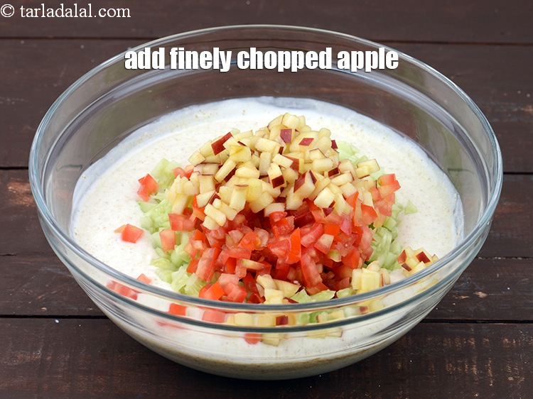 Step 16 – Add 1/2 cup finely <a href="https://www.tarladalal.com/glossary-chopped-apple-56i">chopped apple</a>.