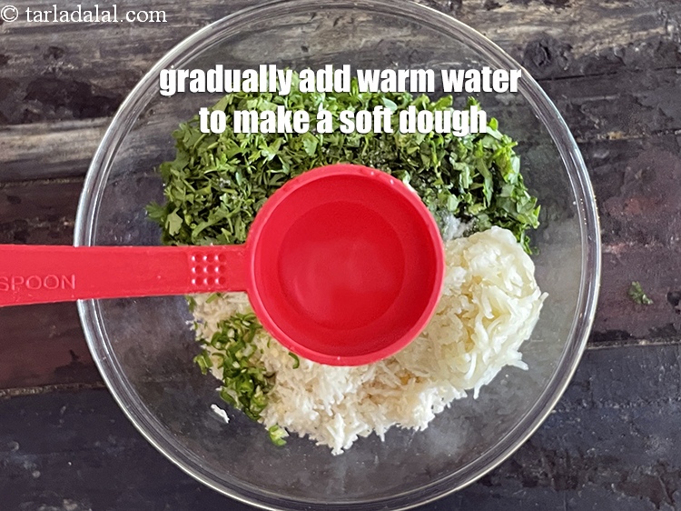 Step 11 – Add enough <strong>warm water</strong> to make a soft dough. Gradually add the water when making …