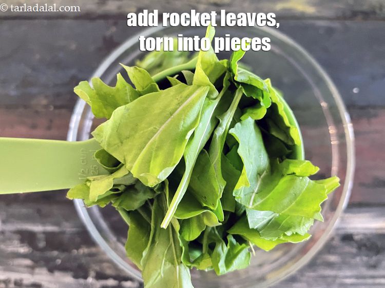 Step 22 – Add&nbsp;1/2 cup&nbsp;<a href="glossary-rocket-leaves-arugula-1379i">rocket leaves</a>&nbsp;, torn into pieces.