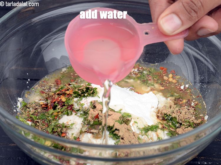 Step 12 – Add &frac34; cup of water.