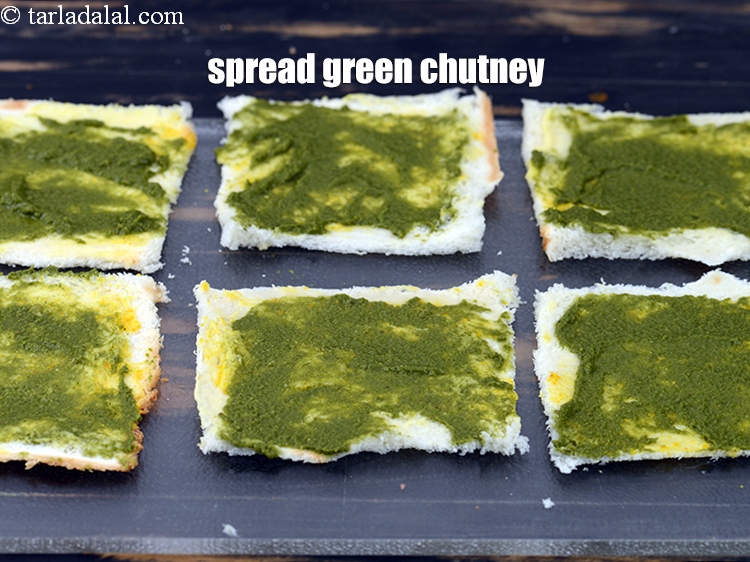 Step 11 – Spread 1 tsp of green chutney.
