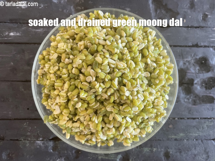 Step 11 – soaked and drained green moong dal.