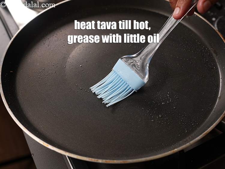 Step 22 – Grease the tava each time you make dosa.