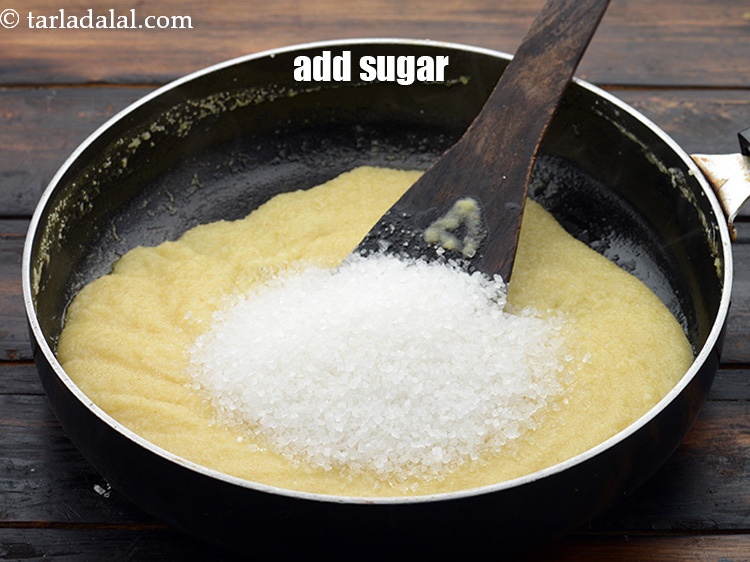 Step 13 – Add 1/2 cup&nbsp;<a href="https://www.tarladalal.com/glossary-sugar-chini-shakkar-278i">sugar</a>.&nbsp;
