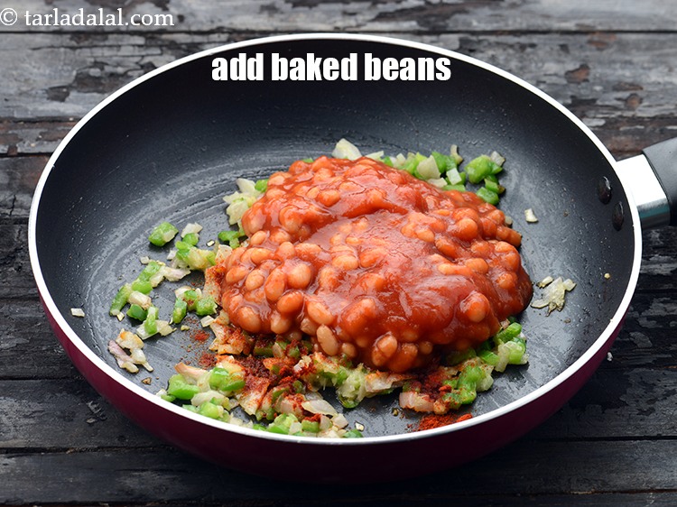 Step 19 – Add 1 cup&nbsp;canned&nbsp;<a href="https://www.tarladalal.com/glossary-baked-beans-177i">baked beans</a>.&nbsp;