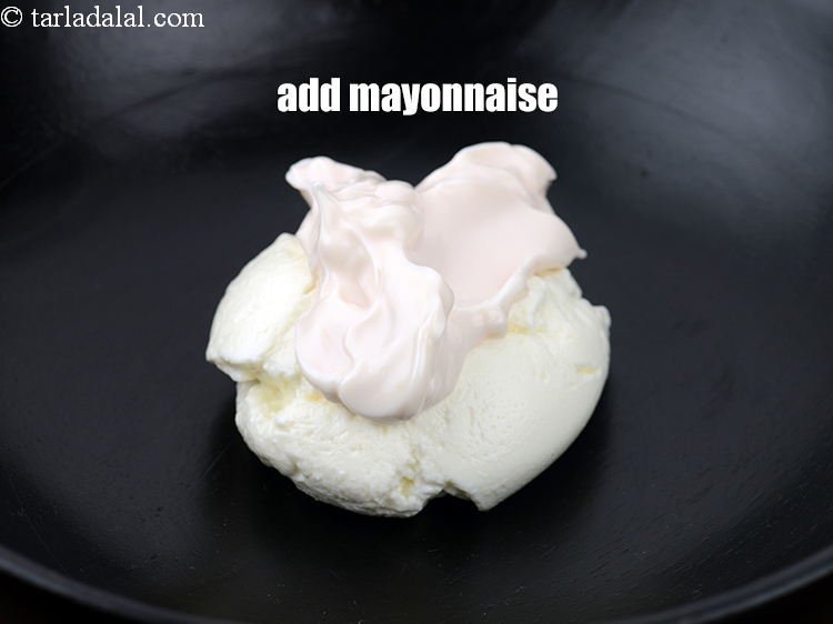 Step 5 – Add 1/4 cup <a href="https://www.tarladalal.com/glossary-mayonnaise-505i">mayonnaise</a>.