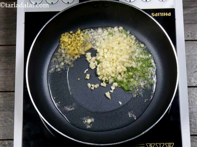 Step 13 – Add the ginger. These are popular ingredients used in Indo-Chinese cooking.