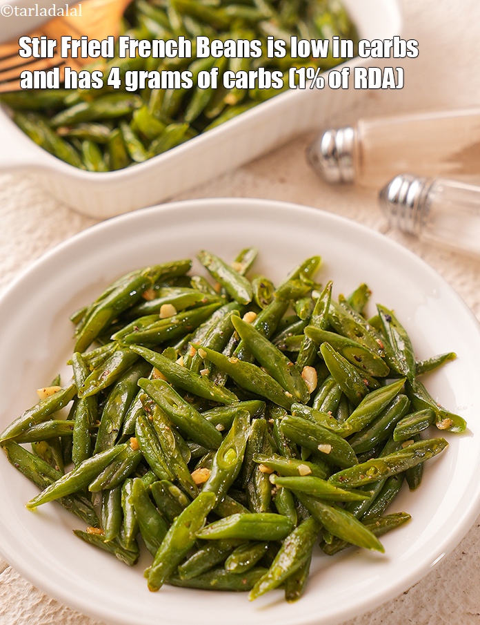 Step 26 – <strong>Stir Fried French Beans is <a href="https://www.tarladalal.com/recipes-for-low-carb-veg-indian-recipes-757">low in carbs</a> and&nbsp;</strong>has 4 grams of carbs (1% …