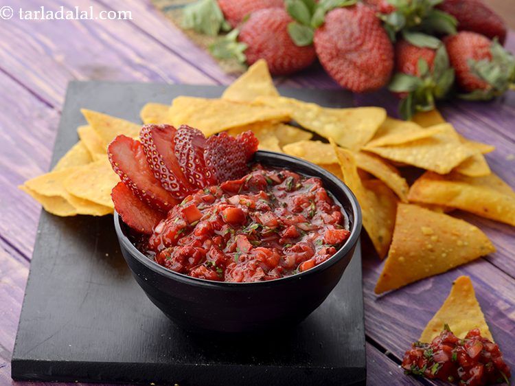 Step 12 – Refrigerate <strong>strawberry salsa</strong> for at least 30 minutes. Serve <strong>strawberry salsa chilled </strong>with <a href="https://www.tarladalal.com/Nacho-Chips-2868r" …