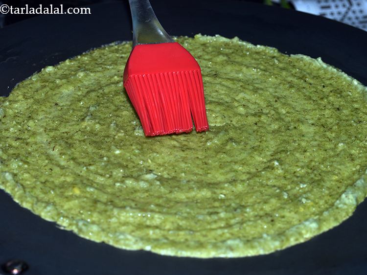 Step 26 – Smear little oil on the edges of the chila.