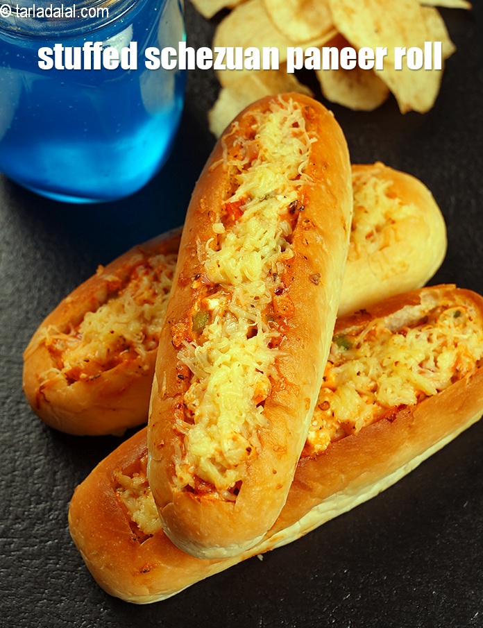 Step 24 – Serve <strong>paneer schezuan bread roll</strong> immediately with tomato ketchup.&nbsp;