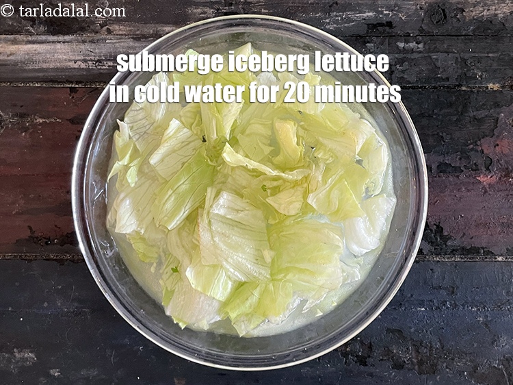 Step 37 – Chill iceberg lettuce in cold water for 20 minutes. Then drain and use.&nbsp;
