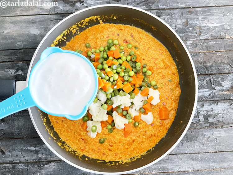 Step 32 – Add&nbsp;<meta charset="UTF-8" />1/2 cup&nbsp;<a href="glossary-coconut-milk-nariyal-ka-doodh-861i">coconut milk</a>&nbsp;(nariyal ka doodh).