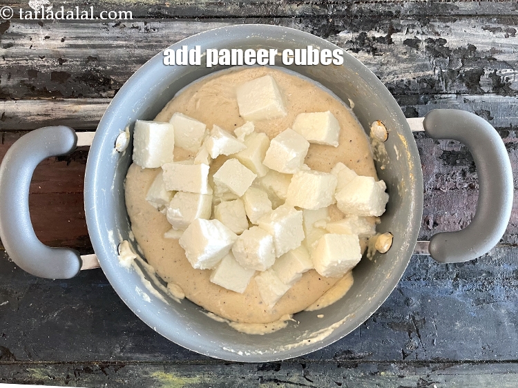 Step 19 – Add&nbsp;<meta charset="UTF-8" />2 cups&nbsp;<a href="glossary-paneer-cubes-cottage-cheese-cubes-1002i">paneer (cottage cheese) cubes</a>.
