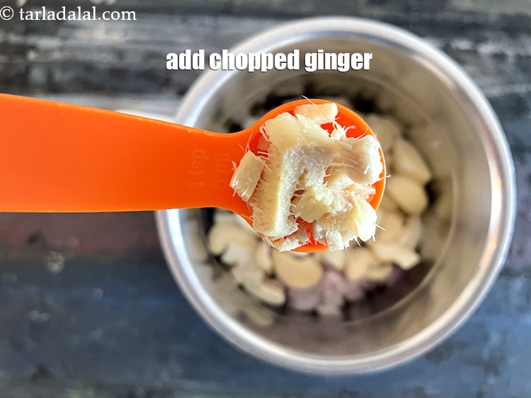 Step 6 – Add&nbsp;<meta charset="UTF-8" />1 tsp&nbsp;<a href="glossary-chopped-ginger-786i">chopped ginger (adrak)</a>.
