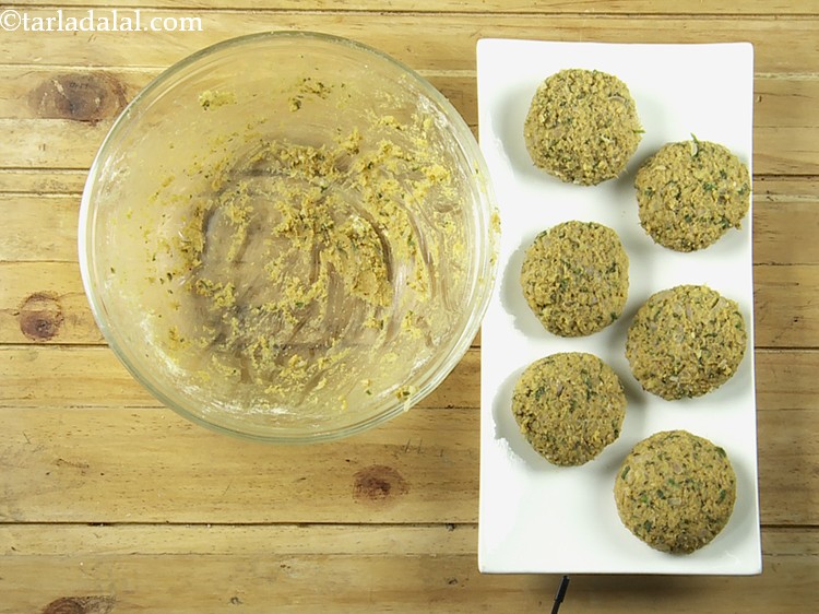 Step 22 – Shape each portion into a flat round tikki. You can shape into any desired form.