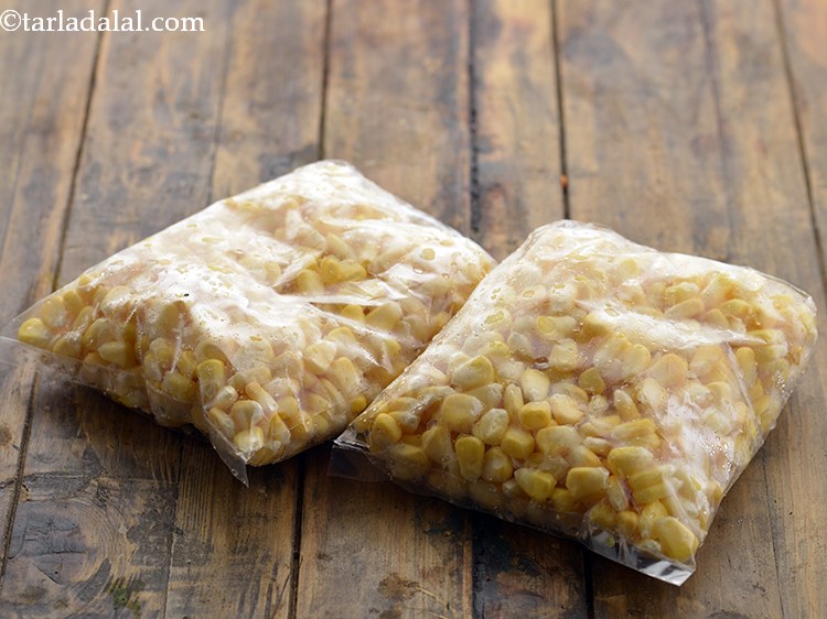 Step 17 – For making the <strong>corn and spinach roll</strong>, In many local market, separated corn kernels in …