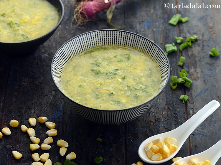 Step 16 – Serve the&nbsp;<strong>sweet corn and spring onion soup | veg spring onion and corn soup |&nbsp;healthy …
