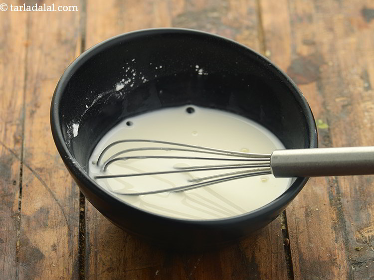Step 4 – Mix well using a whisk. Make it is not lumpy, we will use this slurry …