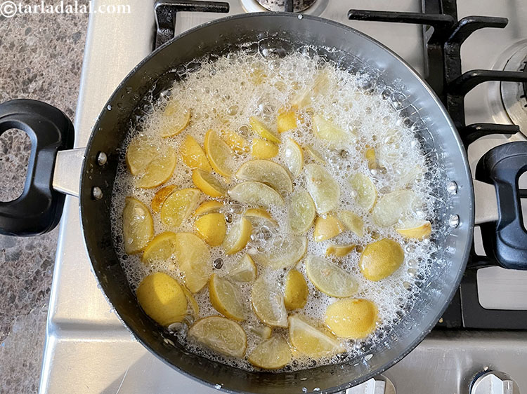 Step 29 – After 8&nbsp;minutes of cooking and stirring on a medium flame. We can see the lemons …