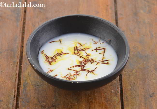 Step 15 – Add the saffron strands to it. When saffron is mixed with warm liquid, it releases …